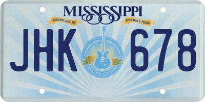 MS license plate JHK678