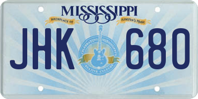 MS license plate JHK680