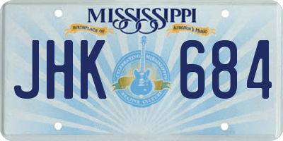 MS license plate JHK684