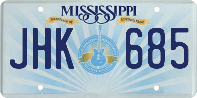 MS license plate JHK685