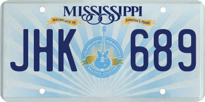 MS license plate JHK689