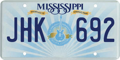 MS license plate JHK692