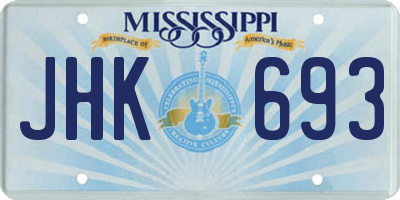 MS license plate JHK693