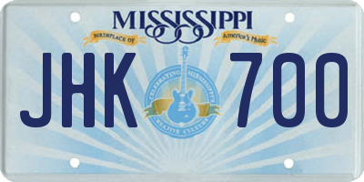 MS license plate JHK700