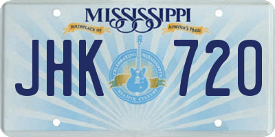 MS license plate JHK720