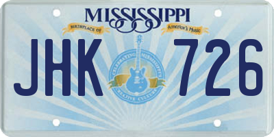 MS license plate JHK726