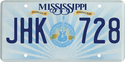 MS license plate JHK728