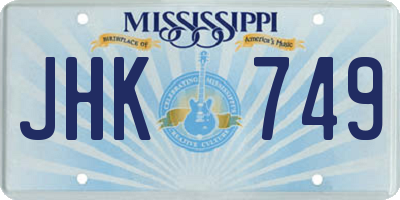 MS license plate JHK749