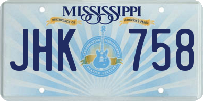 MS license plate JHK758