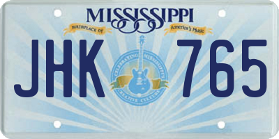 MS license plate JHK765