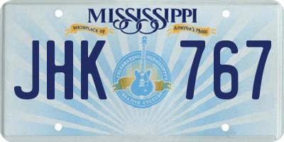 MS license plate JHK767