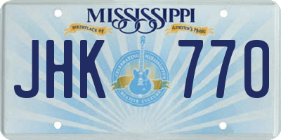 MS license plate JHK770