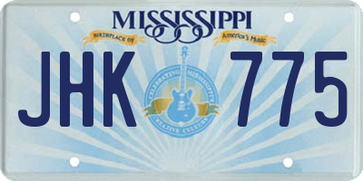 MS license plate JHK775
