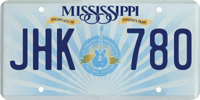 MS license plate JHK780