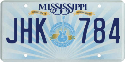 MS license plate JHK784