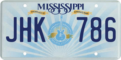 MS license plate JHK786