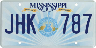 MS license plate JHK787