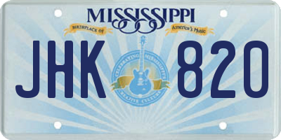 MS license plate JHK820