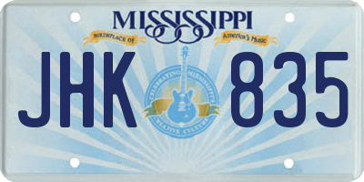 MS license plate JHK835