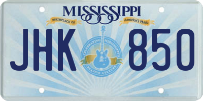 MS license plate JHK850