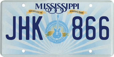 MS license plate JHK866