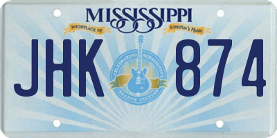 MS license plate JHK874