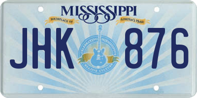 MS license plate JHK876