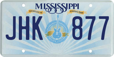 MS license plate JHK877
