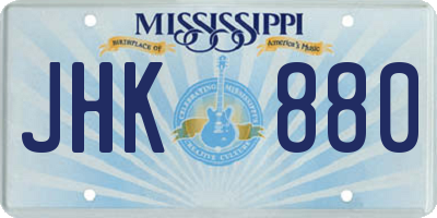 MS license plate JHK880