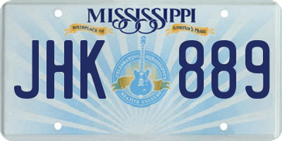 MS license plate JHK889
