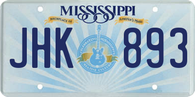 MS license plate JHK893