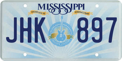 MS license plate JHK897