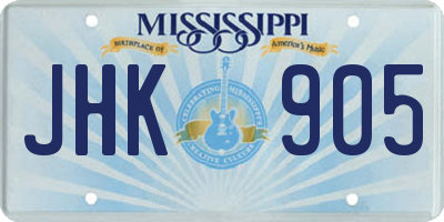 MS license plate JHK905