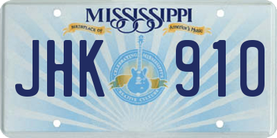 MS license plate JHK910