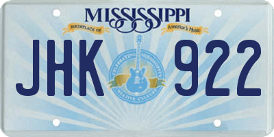 MS license plate JHK922