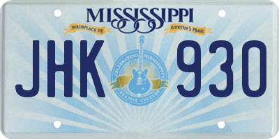 MS license plate JHK930