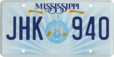 MS license plate JHK940
