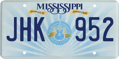 MS license plate JHK952