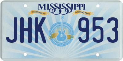 MS license plate JHK953