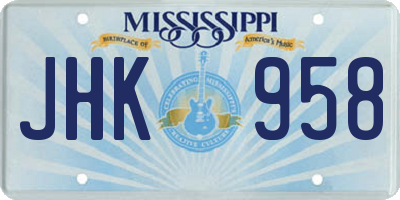MS license plate JHK958