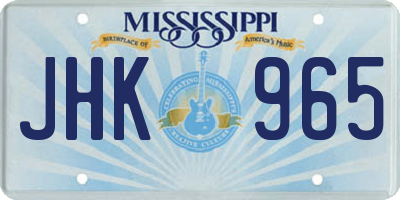 MS license plate JHK965