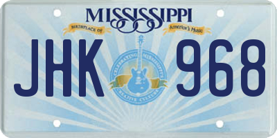 MS license plate JHK968