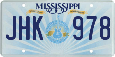 MS license plate JHK978