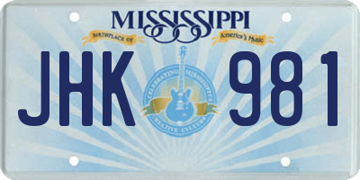 MS license plate JHK981