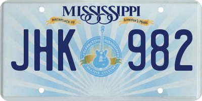 MS license plate JHK982