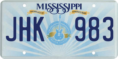 MS license plate JHK983