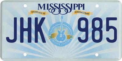 MS license plate JHK985