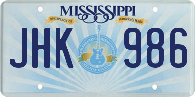 MS license plate JHK986