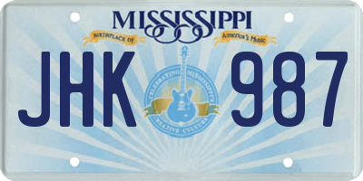 MS license plate JHK987