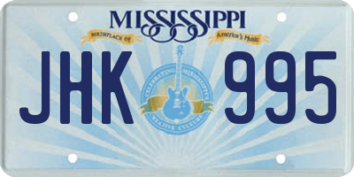 MS license plate JHK995